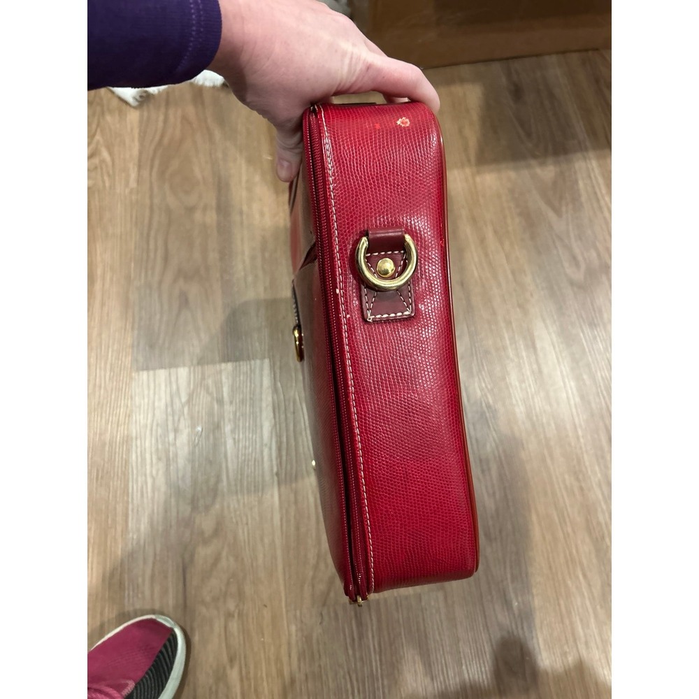 LANCEL Paris Red Briefcase Document Holder Handbag Travel Leather - Picture 12 of 12